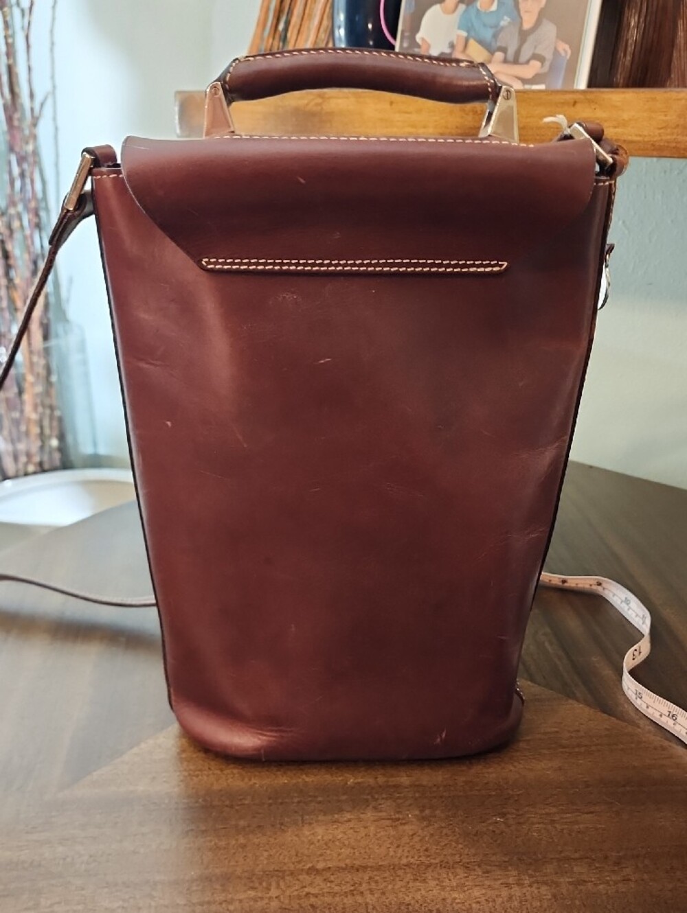 Dooney & Bourke Brown Leather Messenger Satchel with Buckle - Picture 3 of 16